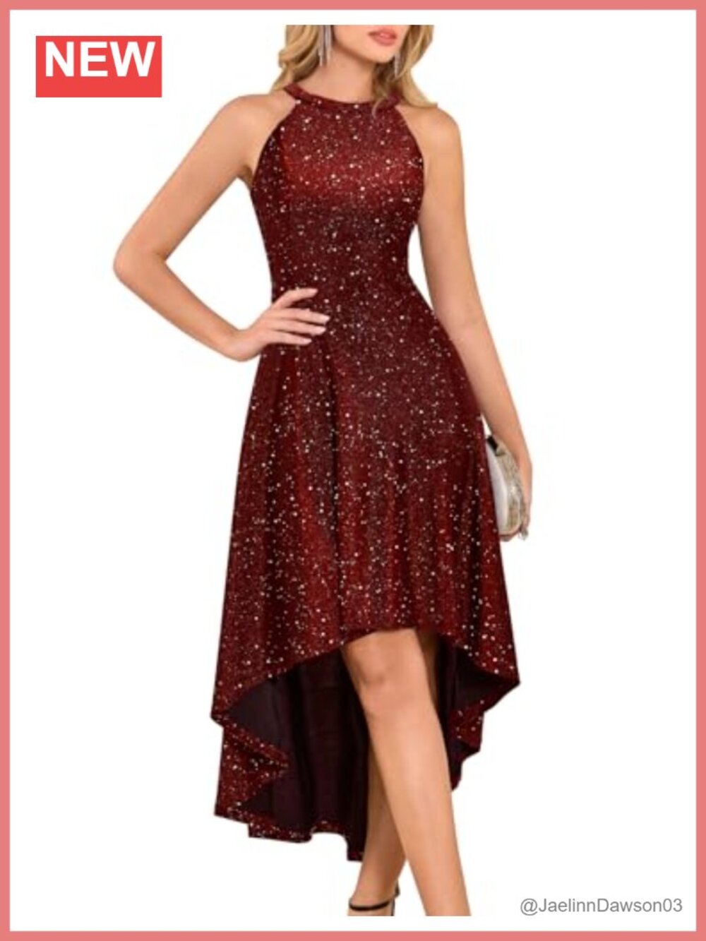 Sequin Cocktail Prom Dress Halter High Low A-Line Formal Wedding Guest
